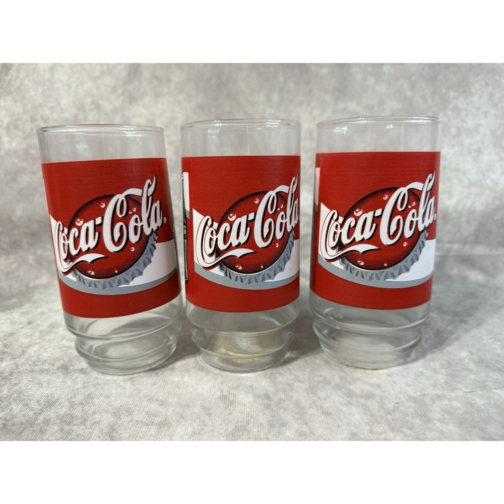 Coca-Cola Glass Tumbler‎ with Cap and Bottle on it